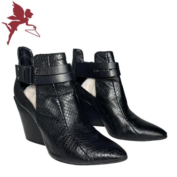 10 CROSBY DEREK LAM Vera Bootie in Black Matte Snake - Picture 5 of 10